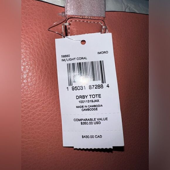 🆕🔥NWT! Coach DERBY Tote Handbag Pebble Leather Coral Msrp:$350.00 - Picture 12 of 12